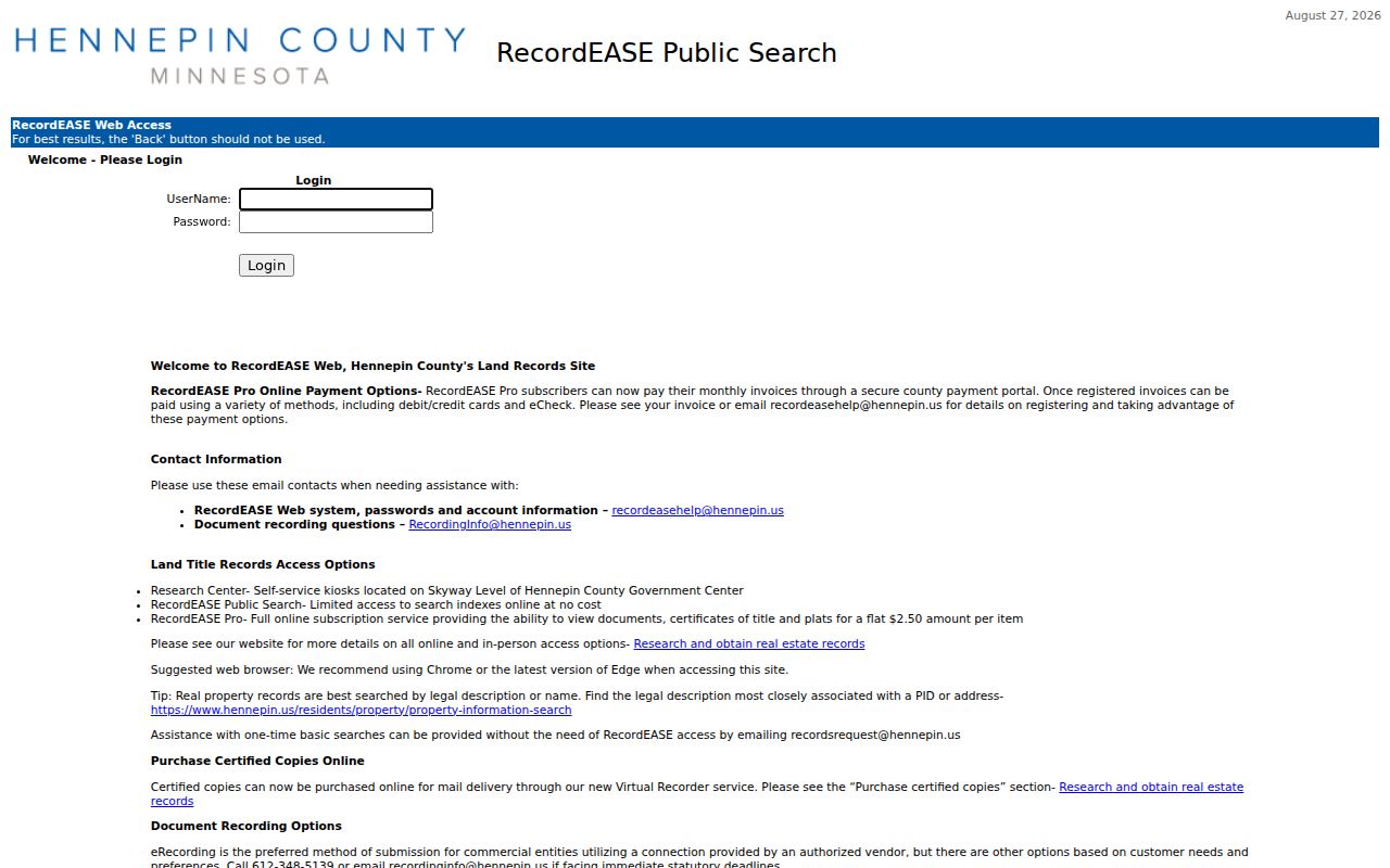 Brooklyn Park residents directory Hennepin recorded document index