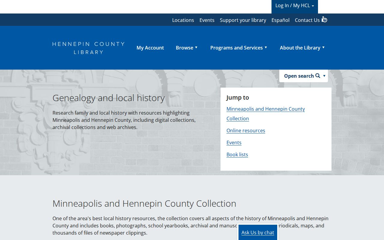 Brooklyn Park residents directory Hennepin Library local history resources