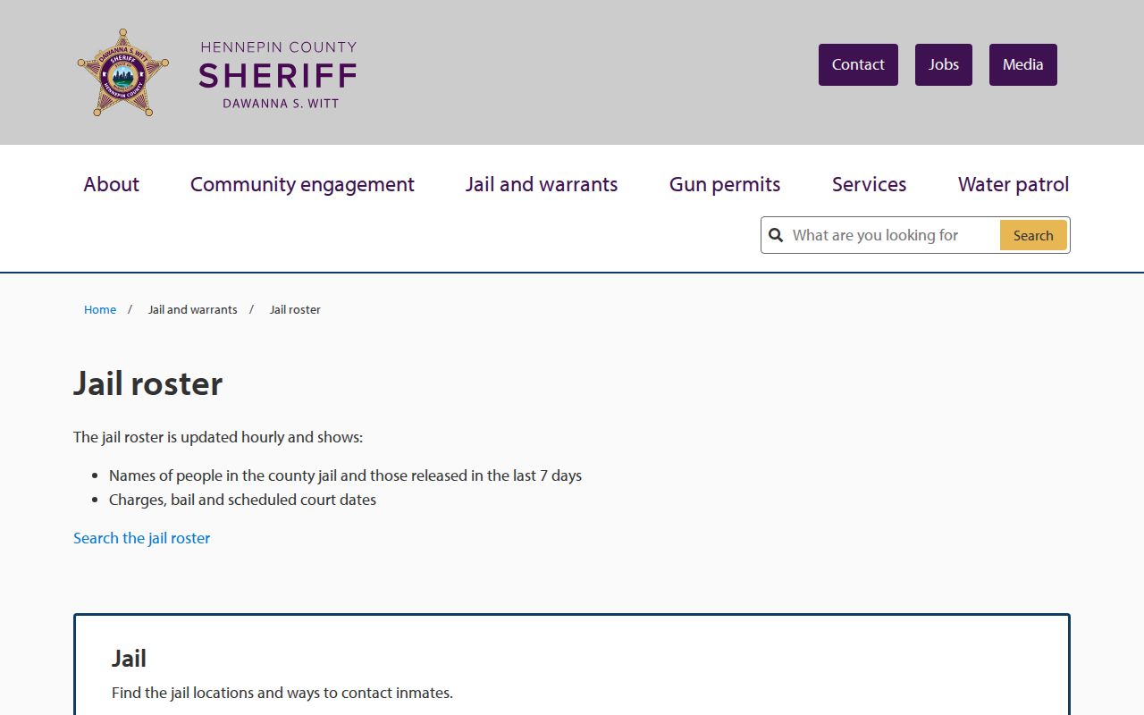Brooklyn Park residents directory Hennepin County jail roster