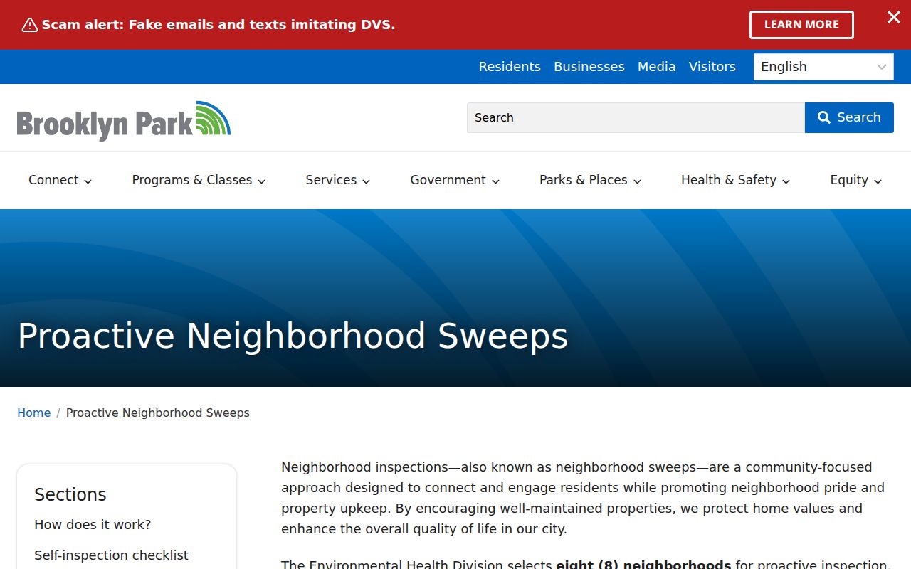 Brooklyn Park neighbor sweep areas and block geography