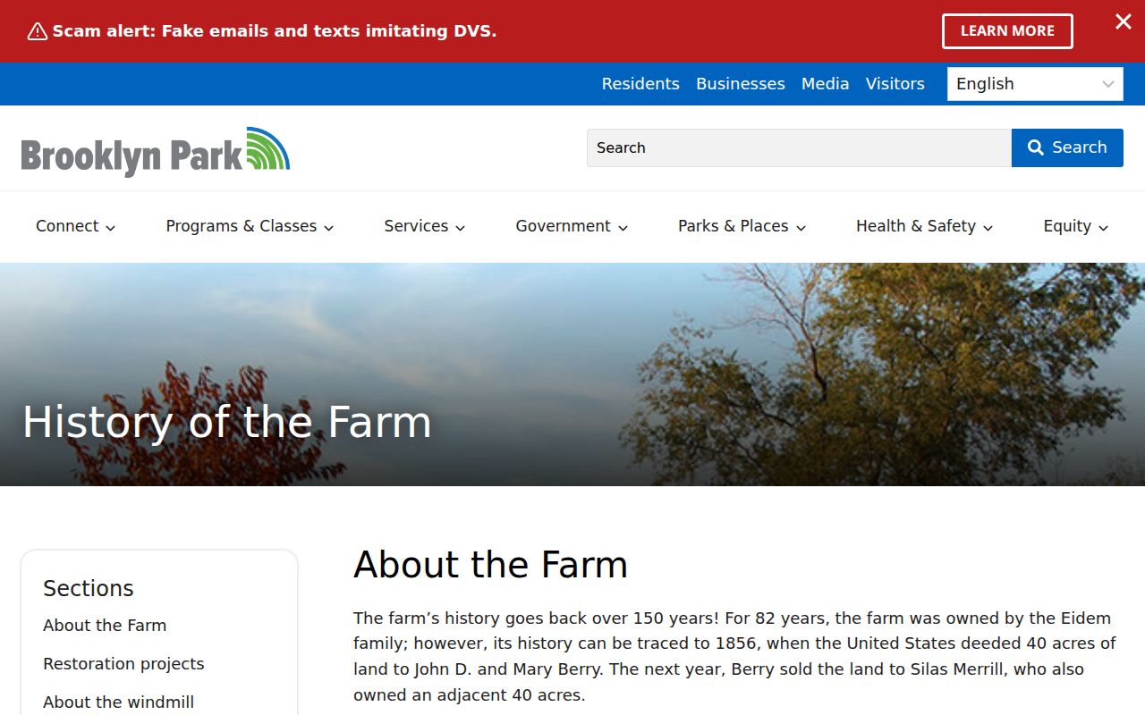 Brooklyn Park previous residents title history at Eidem Farm