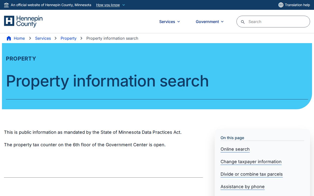 Brooklyn Park street directory Hennepin PINS property information search guide