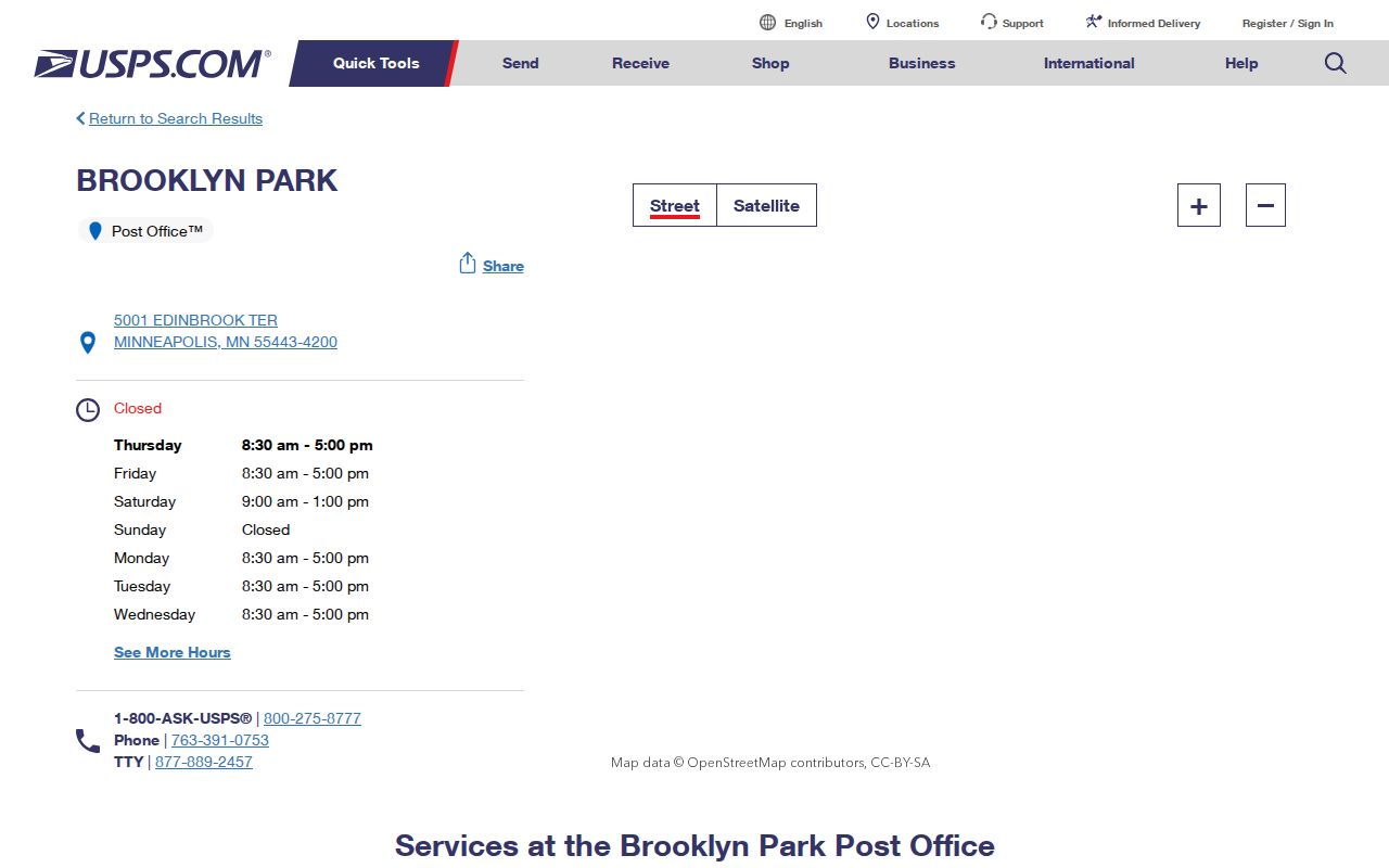 Brooklyn Park ZIP code directory USPS location details